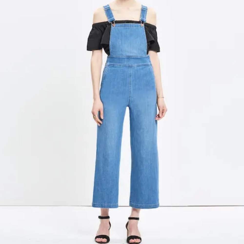 Madewell Summit Culotte Denim Overalls XS 26 waist Cropped Wide leg jeans EUC